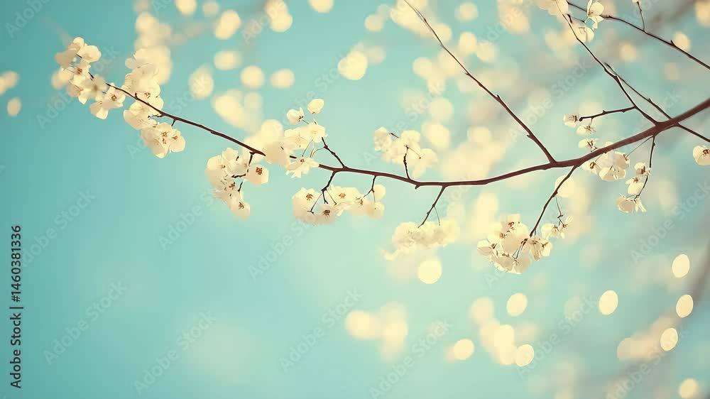 Blossoming branches with bright bokeh background
