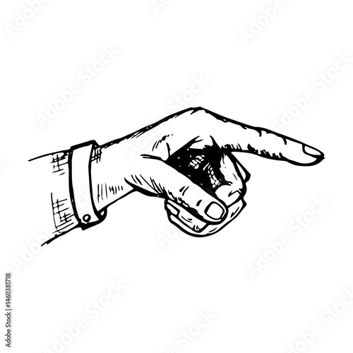 Sketch of a hand pointing index finger gesture vector hand drawn 