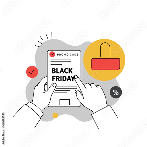 Person Typing Promo Code on Digital Device for Black Friday – Online Shopping, Discount Concept for E-commerce, Blog, Advertising Design