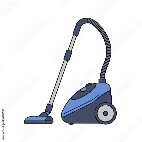 Vacuum Cleaner, Modern Style, Blue Accents – Household Cleaning, Technology Concept for Blog, Article, Home Design