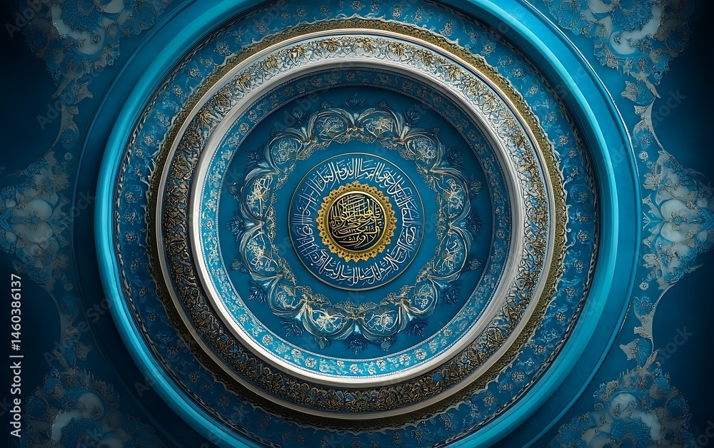 Obraz premium Stunning Blue Dome with Intricate Islamic Calligraphy and Design