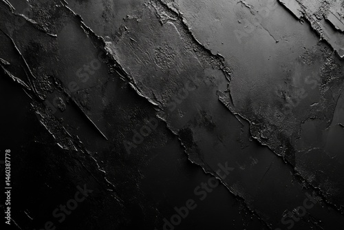 Close-up of black textured slate surface with rough uneven patterns