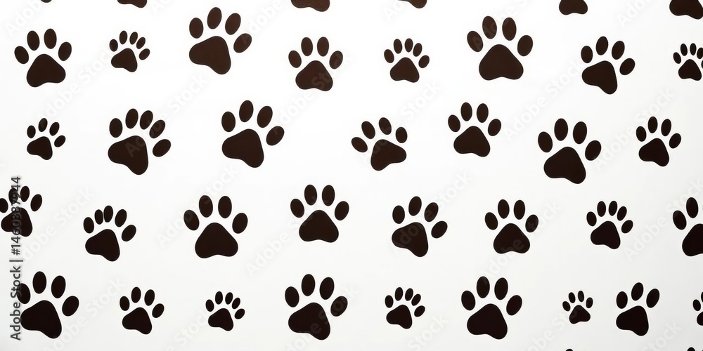 Obraz premium Seamless vector pattern of adorable cat paw prints on a white background Ideal for various design applications, style, web