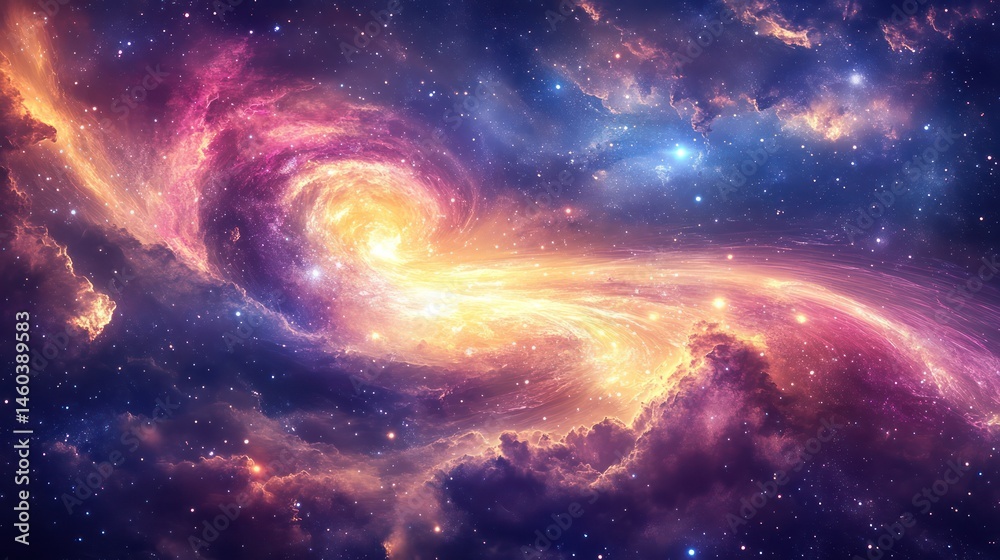 Fototapeta premium Cosmic nebula swirls in vibrant colors