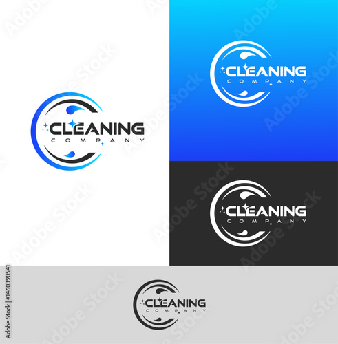 Professional Cleaning Company Logo Designs Blue, White, Black