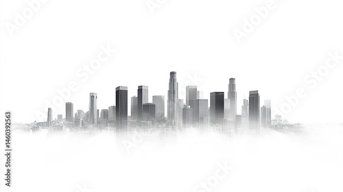 Wallpaper Mural Cleanly rendered Los Angeles skyline, isolated on white, featuring a blend of modern skyscrapers and iconic structures  Torontodigital.ca
