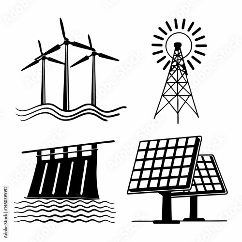 Renewable Energy Icons Set