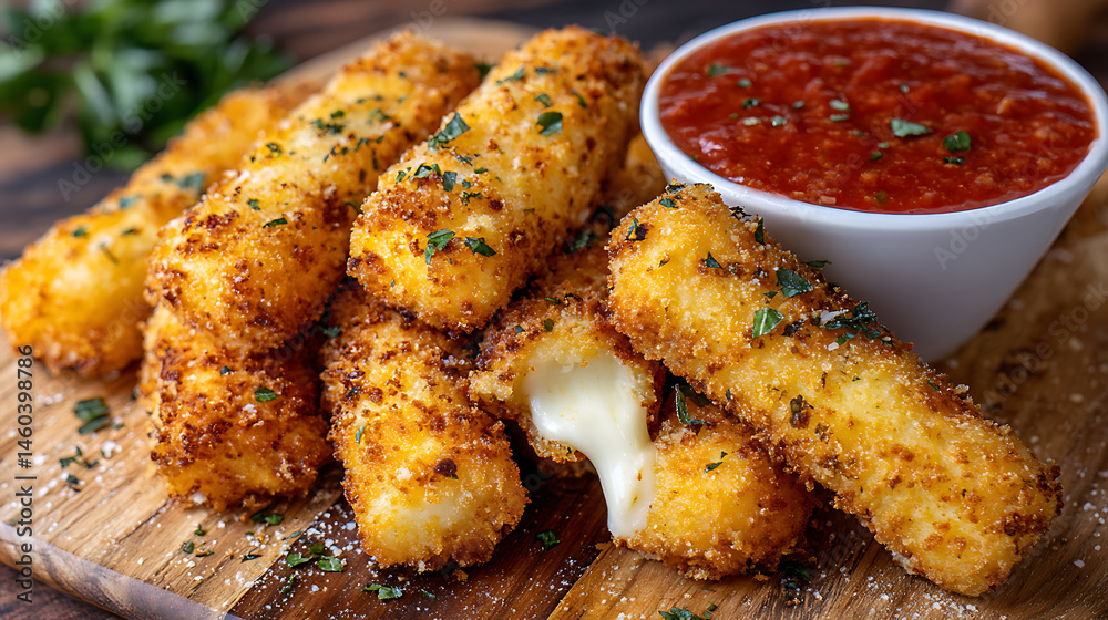 Fototapeta premium Mozzarella sticks with sauce