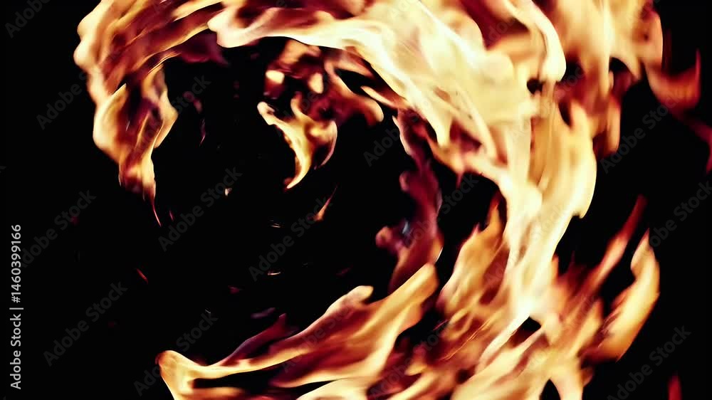 A fiery visual effect showing highly detailed dynamically flickering ...