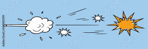 Cartoon Bullet Impact Explosion Illustration
