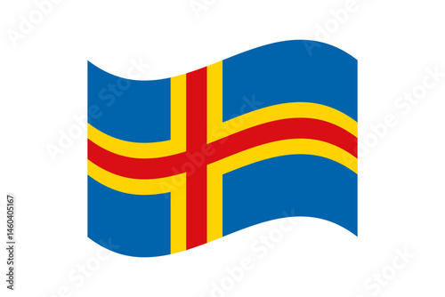 Flag of Aland. Aland wavy flag digital vector illustration. Fluttering flag.