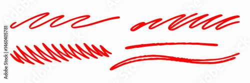 Red Hand Drawn Scribbles, Lines & Markings Set