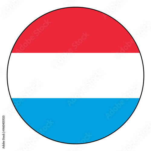 Flag of Luxembourg. Black edge. Luxembourg circle flag logo icon computer vector illustration design.