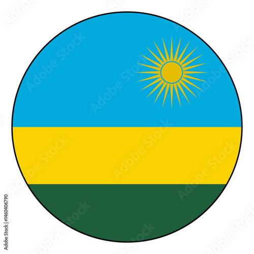 Flag of Rwanda. Black edge. Rwanda circle flag logo icon computer vector illustration design.