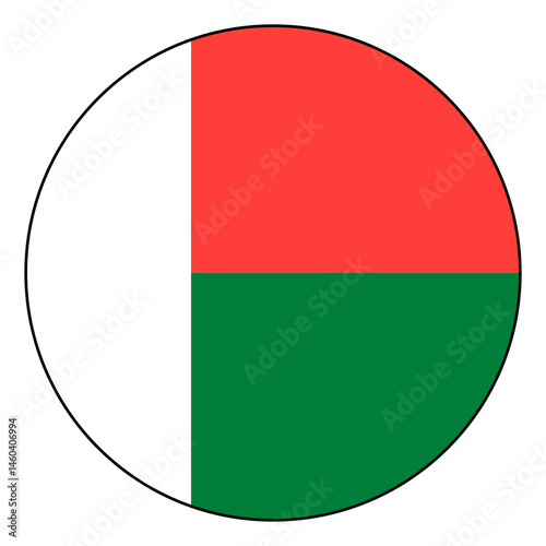 Free Download Flag of Madagascar. Black edge. Madagascar circle flag logo icon computer vector illustration design. - GFXLoad