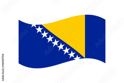 Flag of Bosnia and Herzegovina. Bosnia and Herzegovina wavy flag digital vector illustration. Fluttering flag.