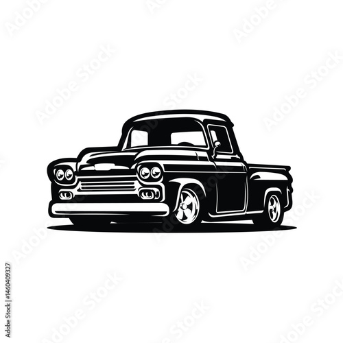 Classic Retro Pickup Truck Vector Isolated