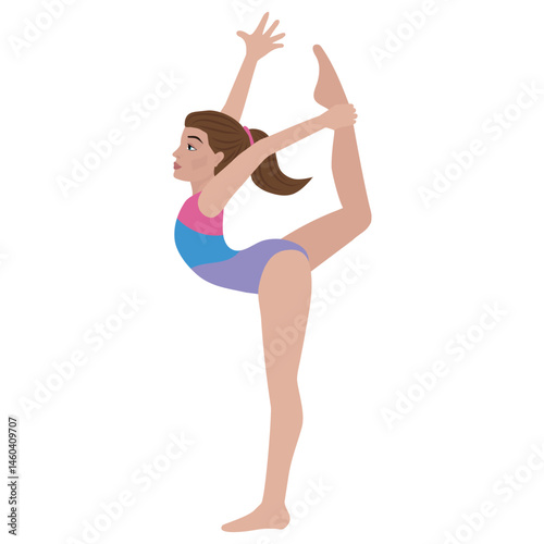 Cute teen girl  gymnast vector cartoon illustration