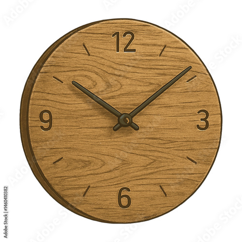 Wooden Wall Clock Vector – Minimalist Round Natural Grain Face