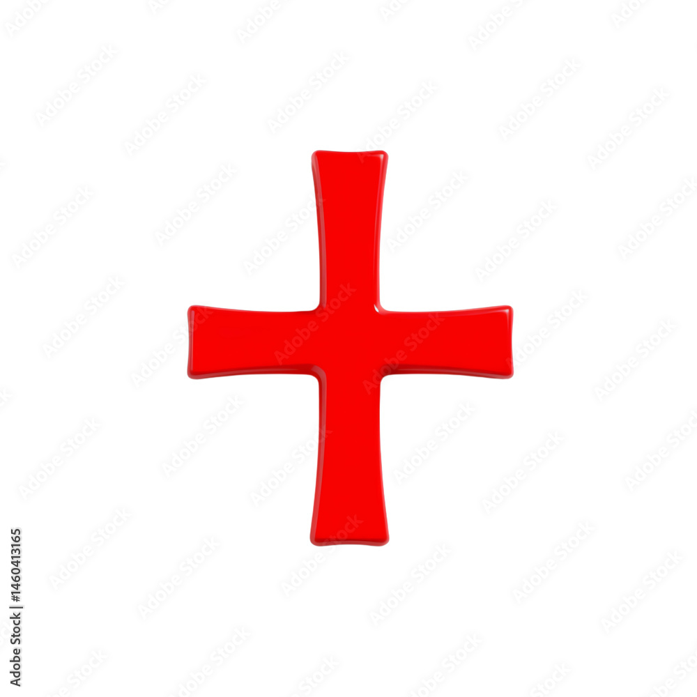 Obraz premium Bright red cross symbol on a solid background.
