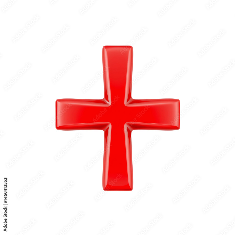 Fototapeta premium Red cross symbol with glossy appearance.