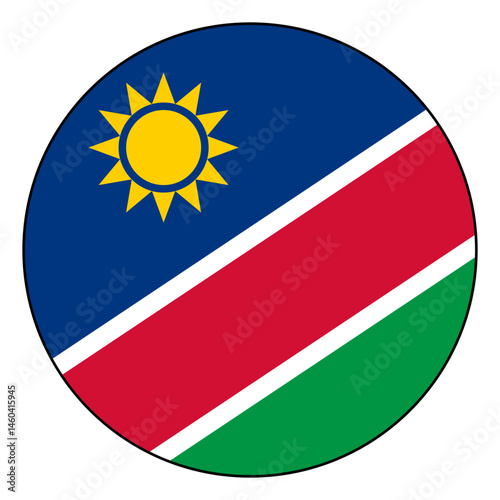 Free Download Flag of Namibia. Black edge. Namibia circle flag logo icon computer vector illustration design. - GFXLoad