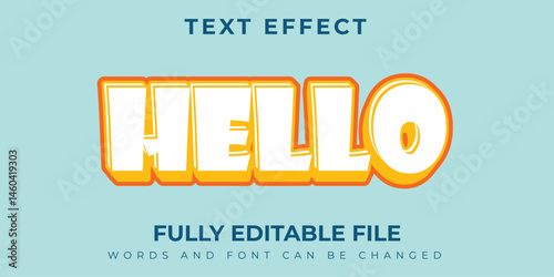 Hello White Text Effect Design With Blue Background