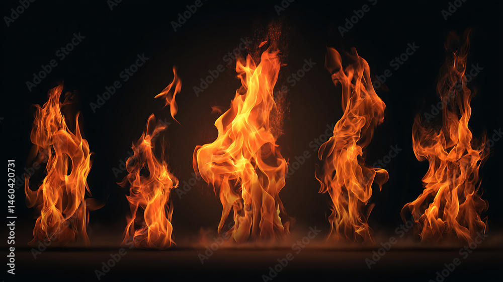 Fototapeta premium Realistic fire flames isolated