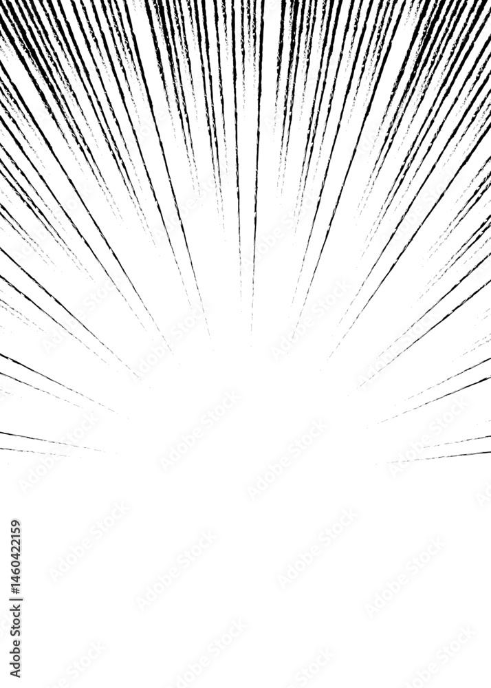 Obraz premium 集中線の背景、漫画表現、フレーム、手書き風の線、縦向き