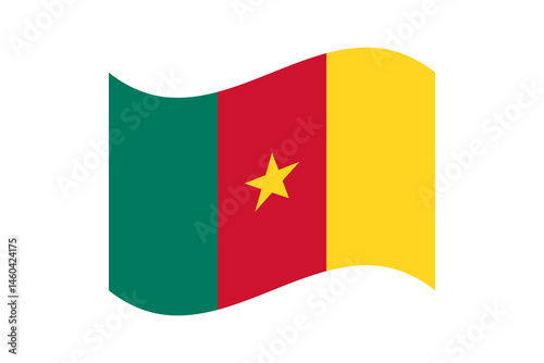Flag of Cameroon. Cameroon wavy flag digital vector illustration. Fluttering flag.