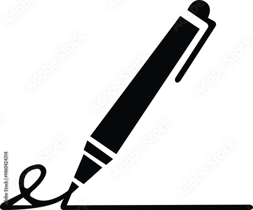 "Pen signing a document, representing writing, signing, and paperwork, ideal for legal, business, and educational design applications."

