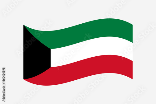 Flag of Kuwait. Kuwait wavy flag digital vector illustration. Fluttering flag.