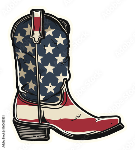 American Flag Cowboy Boot Sticker