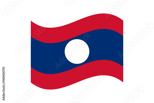 Flag of Laos. Laos wavy flag digital vector illustration. Fluttering flag.