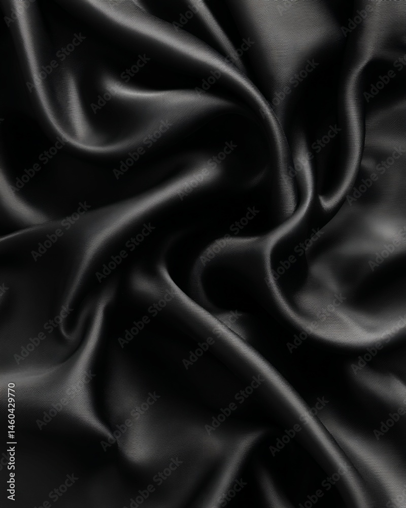 Fototapeta premium Draped Black Satin Fabric Texture