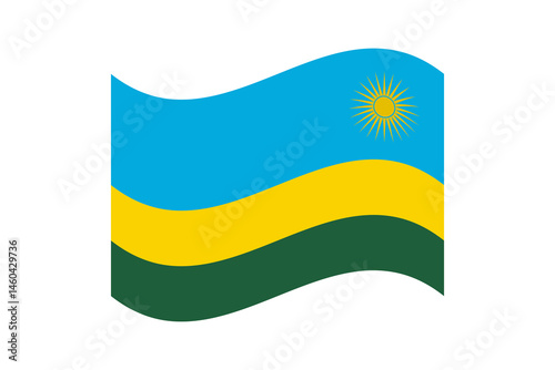 Flag of Rwanda. Rwanda wavy flag digital vector illustration. Fluttering flag.