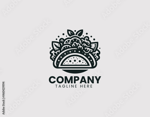Vector taco logo illustration. Mexican food concept with minimal design for restaurant branding.