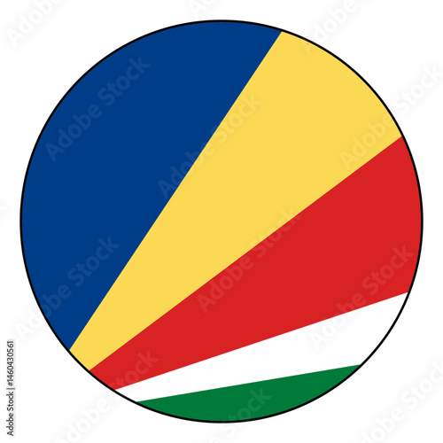Flag of Seychelles. Black edge. Seychelles circle flag logo icon computer vector illustration design. Free Download Flag of Seychelles. Black edge. Seychelles circle flag logo icon computer vector illustration design. - GFXLoad