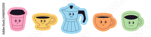 Design cute vector coffee mascots characters