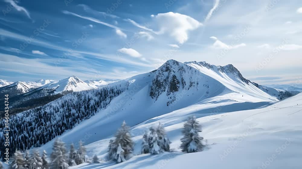Snow Capped Mountain Range Under a Blue Cloudy Sky in Winter Natural Environment Fresh Air Alpine Landscape Snow Capped Mountain Range Under a Blue Cloudy Sky in Winter Natural Environment Fresh Air Alpine Landscape