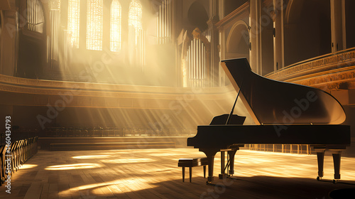 Piano grandeur in concert hall. [Harmonic Relics] | Resonant Key | tonal artifact. Illustration