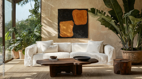 Interior design of modern living room in Tokyo apartment