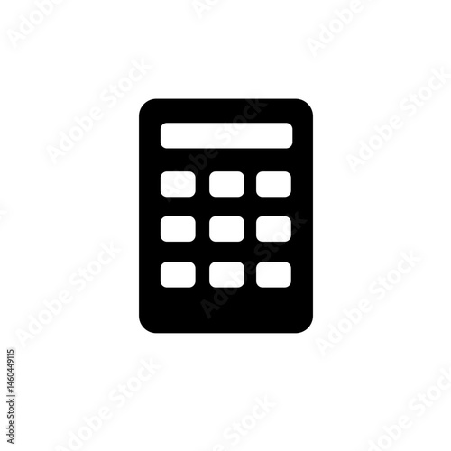 Minimalist calculator icon widget. Simple and clean filled icon in black. For icon interface, desktop, web and mobile apps. Vector illustration