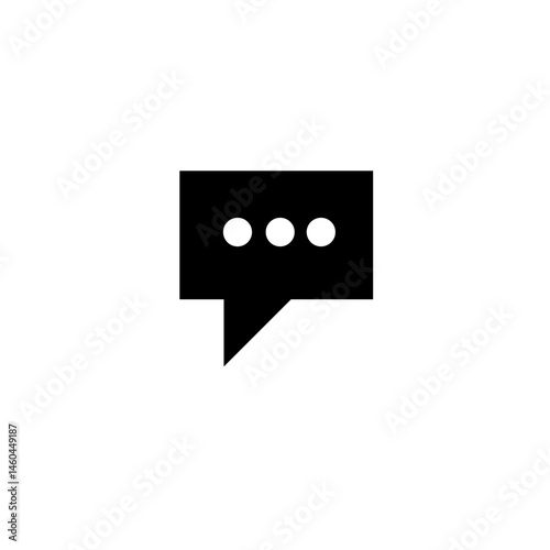 Minimalist chat bubble icon widget. Simple and clean filled icon in black. For icon interface, desktop, web and mobile apps. Vector illustration 
