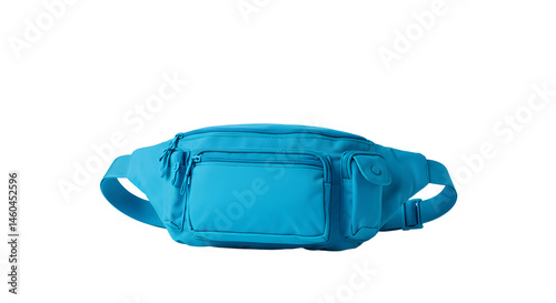 Vibrant blue fanny pack displayed on a plain background, showcasing its design and functionality for outdoor activities