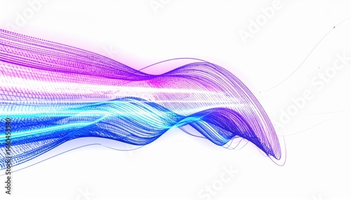 cyberpunk neon data stream trail on white background 