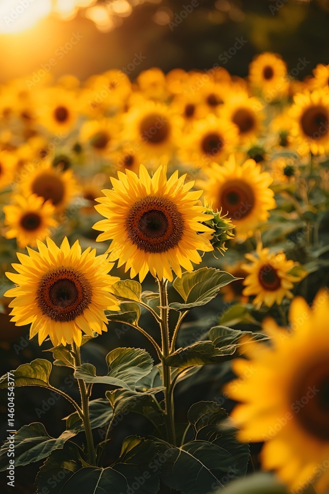 Fototapeta premium Sunflower fields under the sunshine