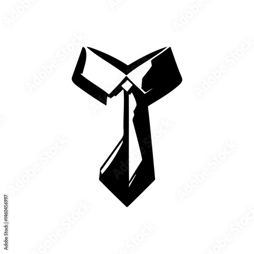 Stylized black and white necktie emblem symbolizing formality and professionalism