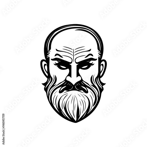 Monochrome stylized portrait of an aged man with expressive features