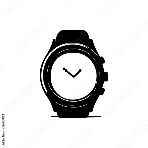 Stylized monochromatic representation of wristwatch for timekeeping purpose